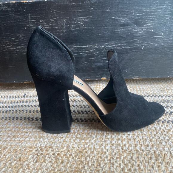 Black Karl‎ Lagerfeld suede block open toe heel sandals stunning 10 / 41 - Picture 3 of 8
